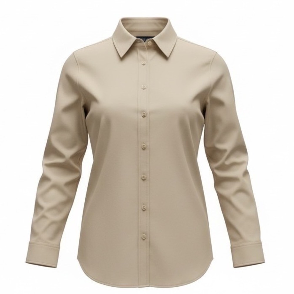 NWT Burberry London England Stone Cotton Button Up Shirt Women Sz 2 Quiet Luxury
